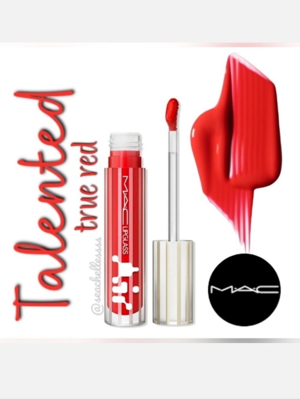 Mac Lipglass Air Non-Sticky Gloss Talented True Red Brand New In Box